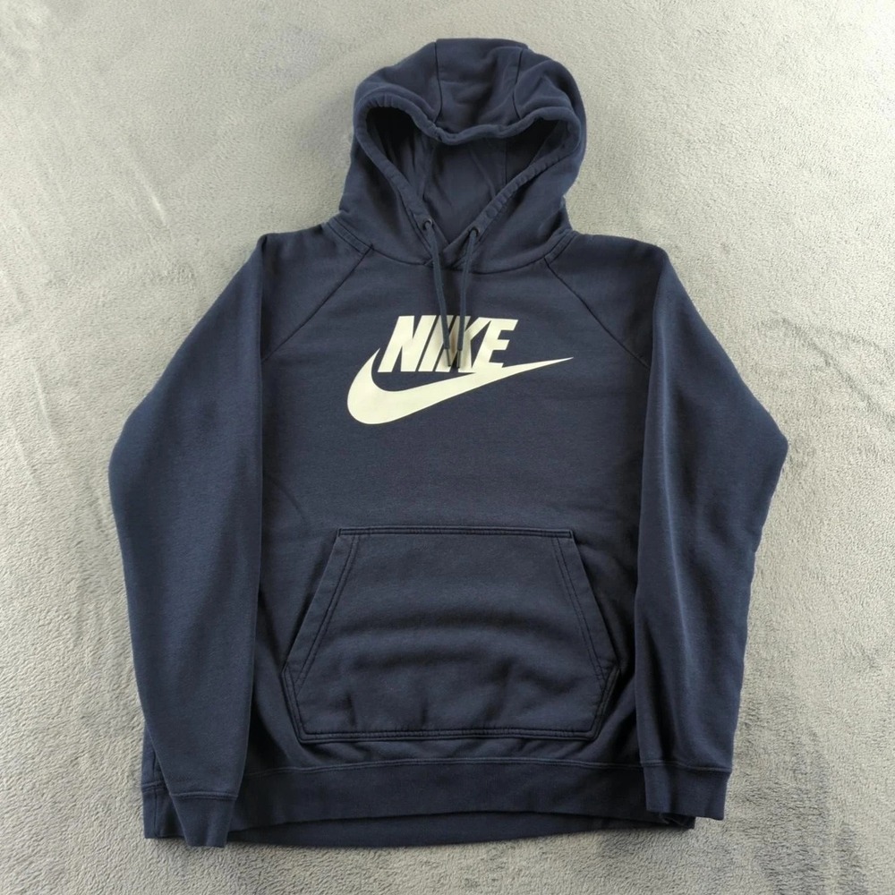 Nike Hoodie Womens Large Blue Pullover Sweatshirt Casual Logo Streetwear Cotton